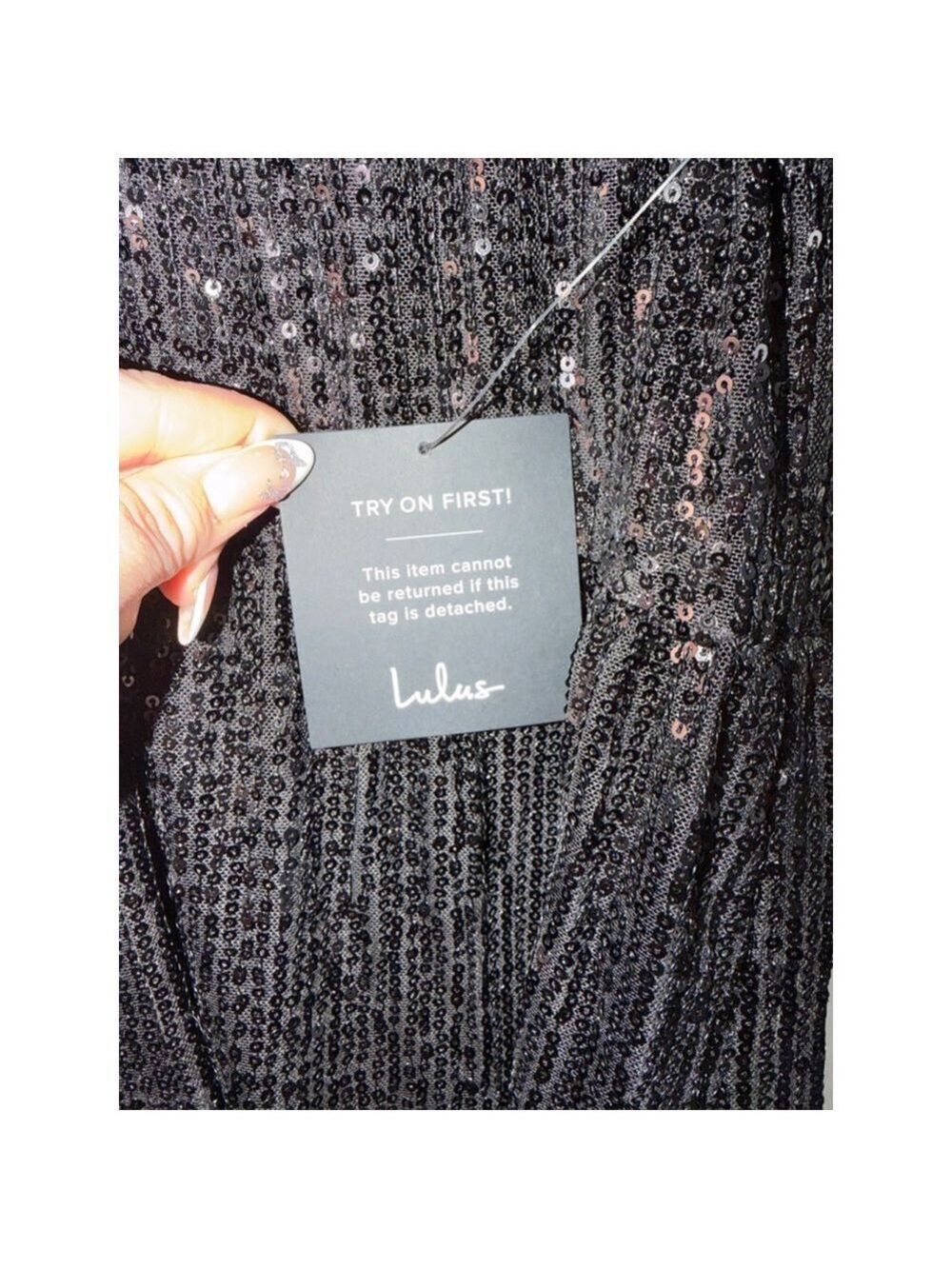 NWT Lulus Black Sequin Mini Dress - Large - Picture 3 of 11